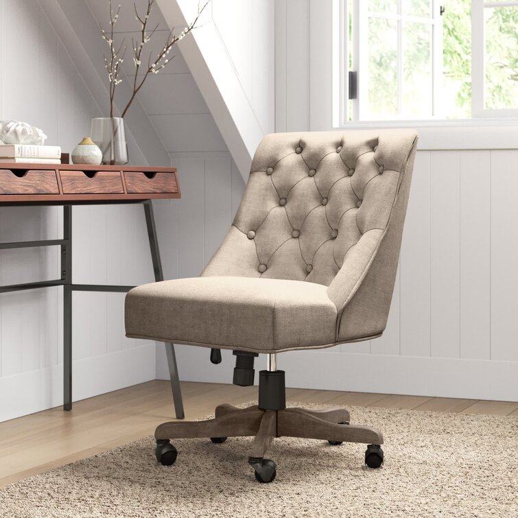 Grey linen desk deals chair